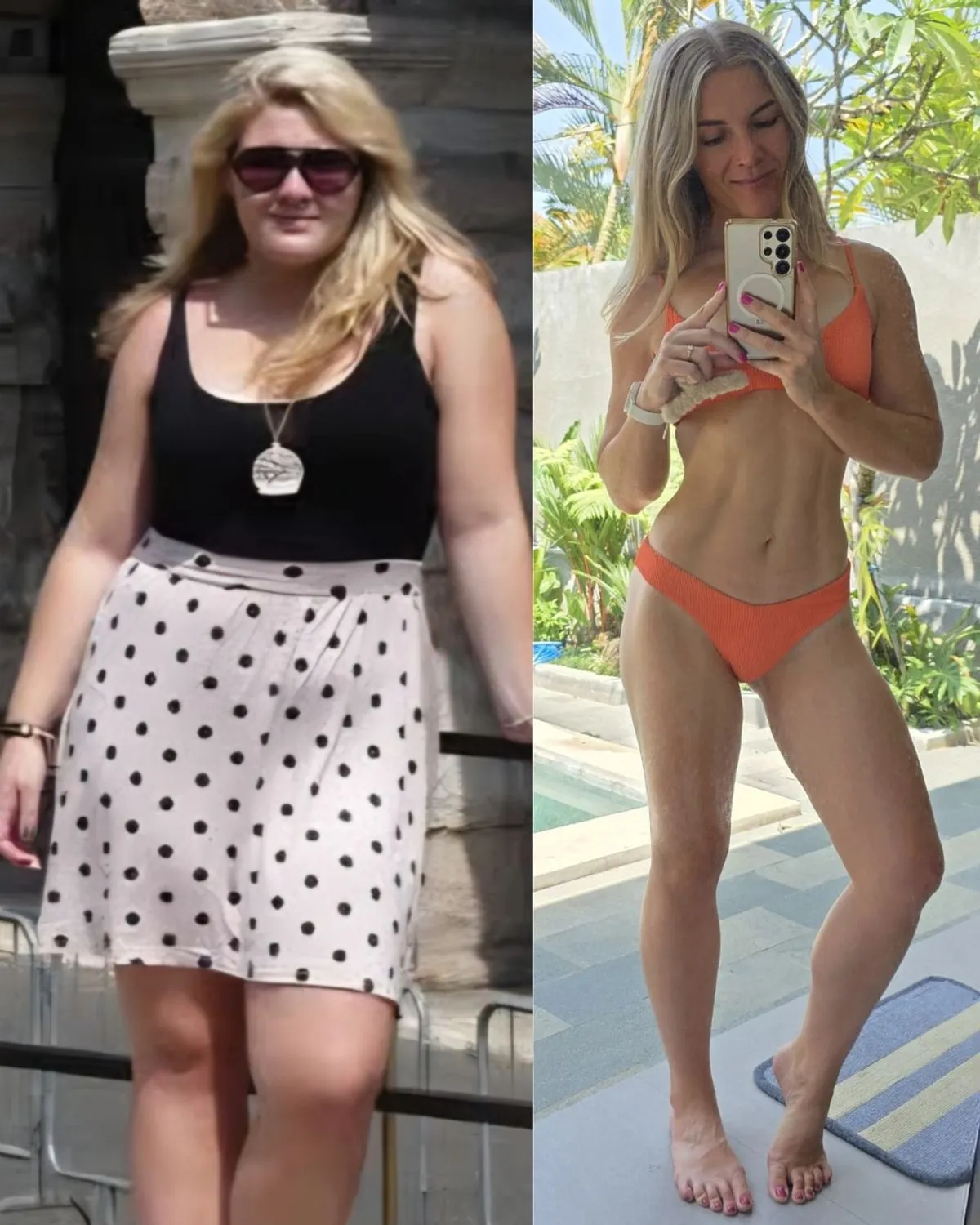 Before and after, in a bikini