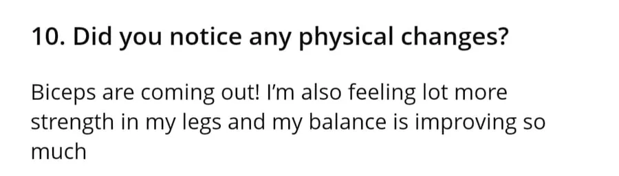 Client check-in: biceps coming out, more strength and better balance
